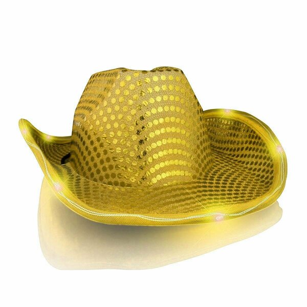 Surprise LED Flashing Cowboy Hat with Gold Sequins SU3330055